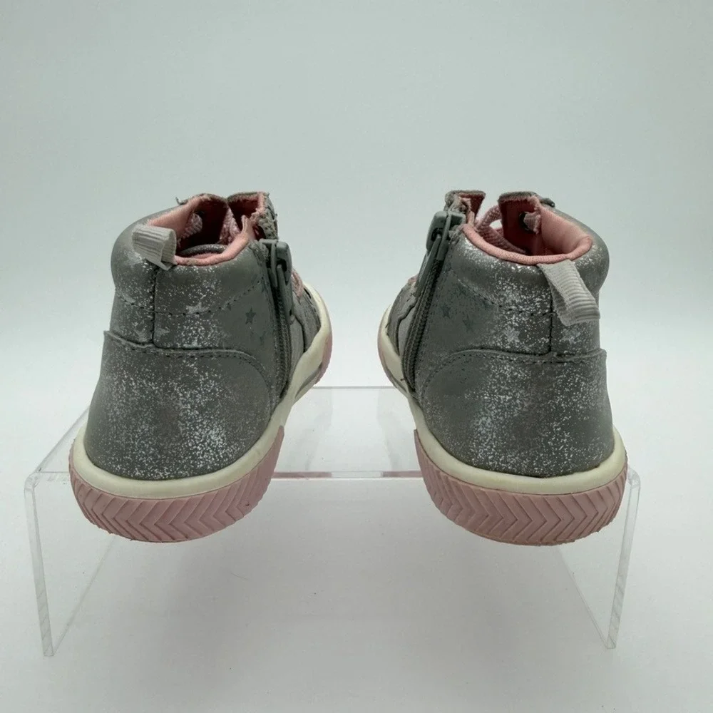 Wonder Nation Girls Unicorn Glitter High Top Sneakers Silver Pink Toddler Size 9